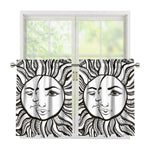 Bohemian Celestial Sun And Moon Print Tier Curtains