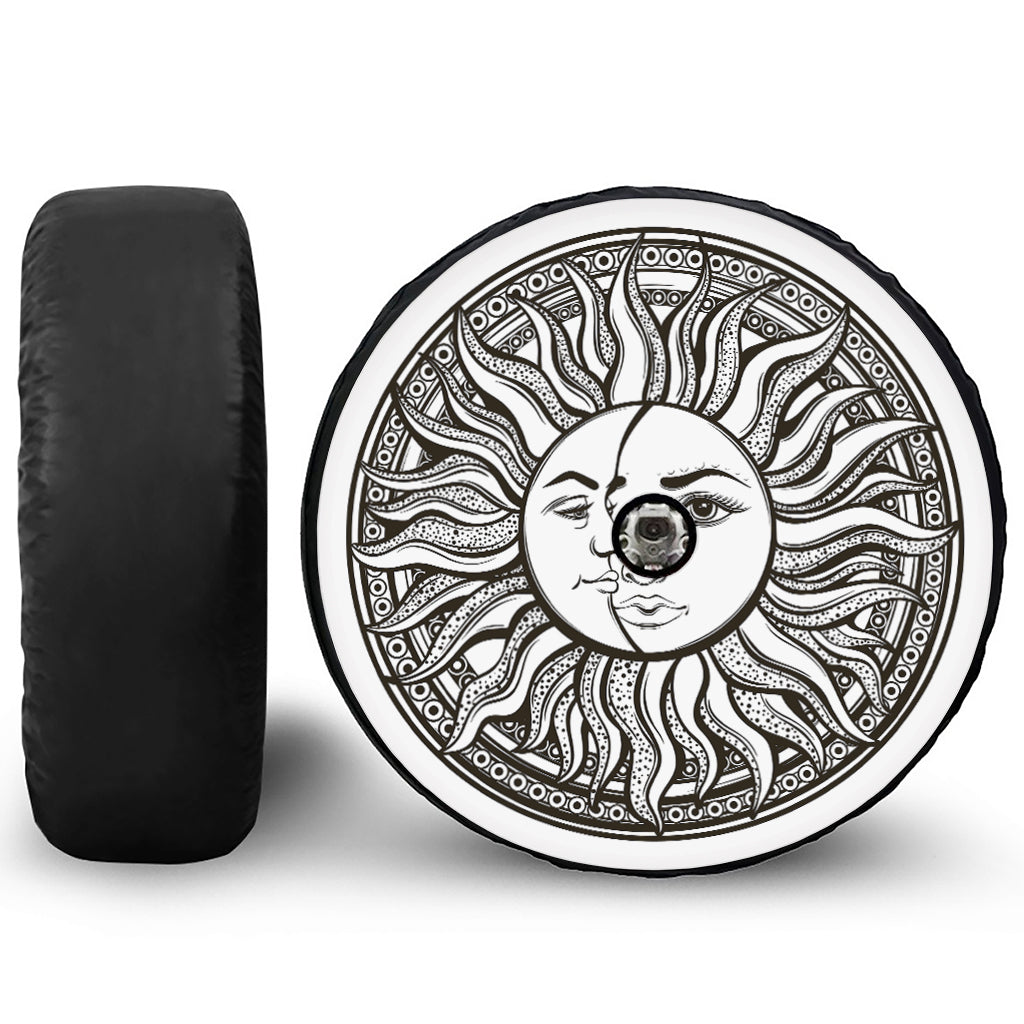 Bohemian Celestial Sun And Moon Print Tire Cover With Camera Hole