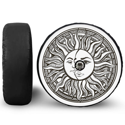 Bohemian Celestial Sun And Moon Print Tire Cover With Camera Hole