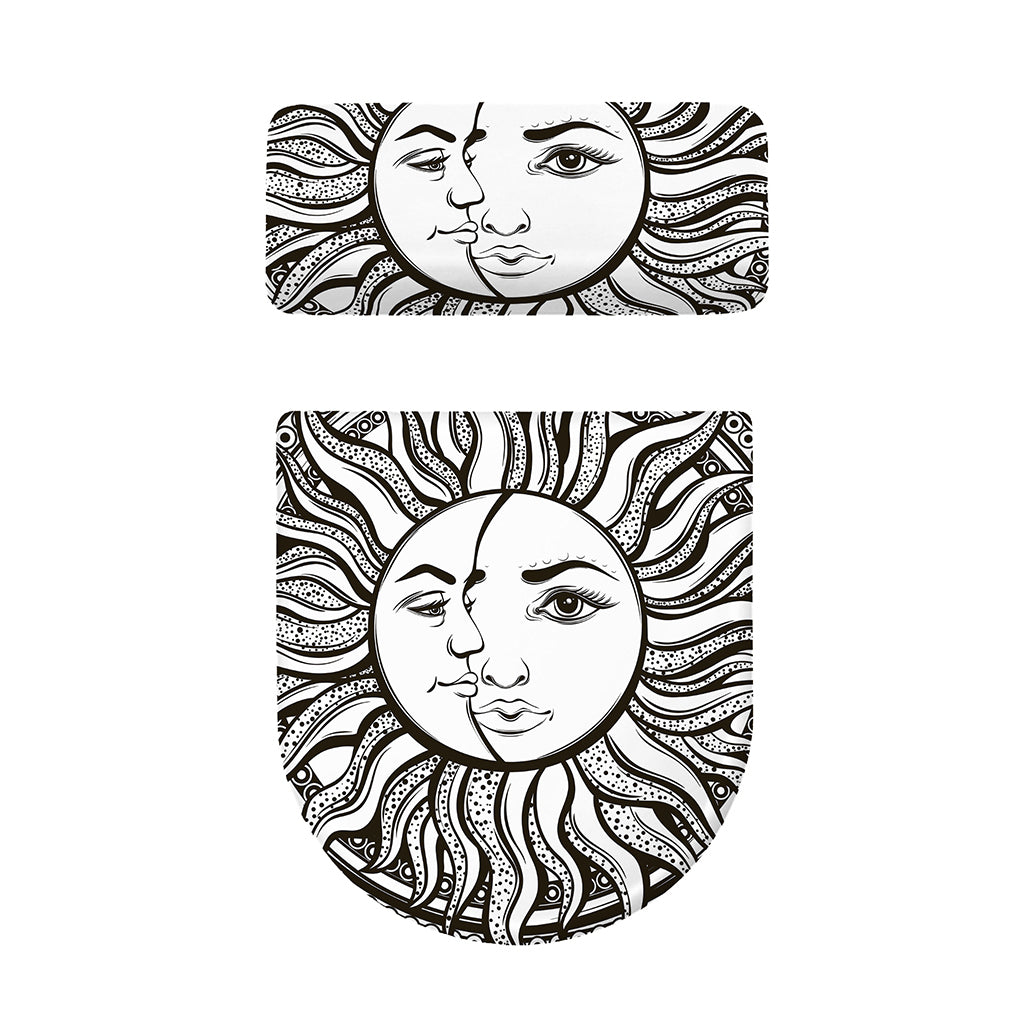 Bohemian Celestial Sun And Moon Print Toilet Lid And Tank Cover Set