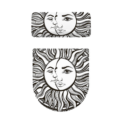 Bohemian Celestial Sun And Moon Print Toilet Lid And Tank Cover Set