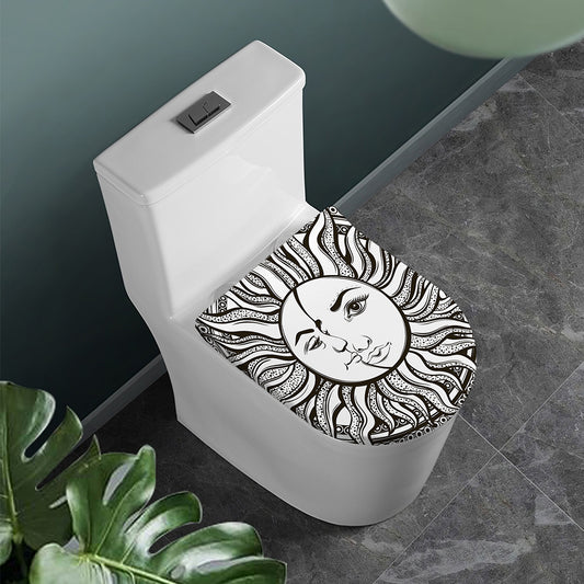 Bohemian Celestial Sun And Moon Print Toilet Lid Cover