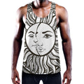 Bohemian Celestial Sun And Moon Print Men's Workout Tank Top