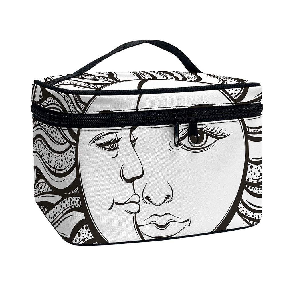 Bohemian Celestial Sun And Moon Print Travel Makeup Bag
