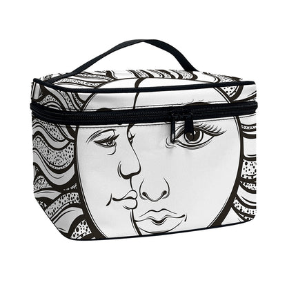 Bohemian Celestial Sun And Moon Print Travel Makeup Bag