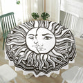 Bohemian Celestial Sun And Moon Print Waterproof Round Tablecloth