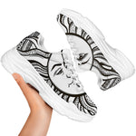 Bohemian Celestial Sun And Moon Print White Chunky Shoes