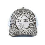 Bohemian Celestial Sun And Moon Print White Mesh Trucker Cap