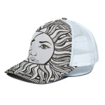 Bohemian Celestial Sun And Moon Print White Mesh Trucker Cap