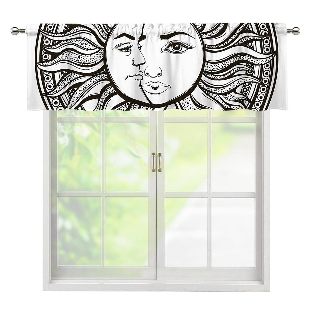 Bohemian Celestial Sun And Moon Print Window Valance