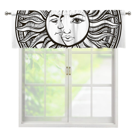 Bohemian Celestial Sun And Moon Print Window Valance