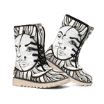 Bohemian Celestial Sun And Moon Print Winter Boots
