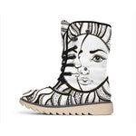 Bohemian Celestial Sun And Moon Print Winter Boots
