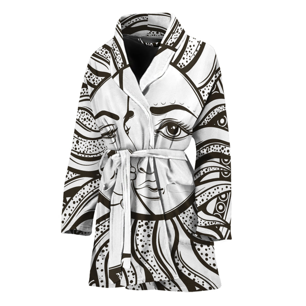 Bohemian Celestial Sun And Moon Print Women's Bathrobe