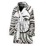 Bohemian Celestial Sun And Moon Print Women's Bathrobe
