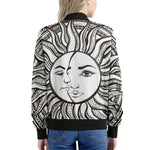 Bohemian Celestial Sun And Moon Print Women's Bomber Jacket