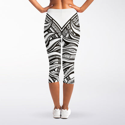 Bohemian Celestial Sun And Moon Print Women's Capri Leggings