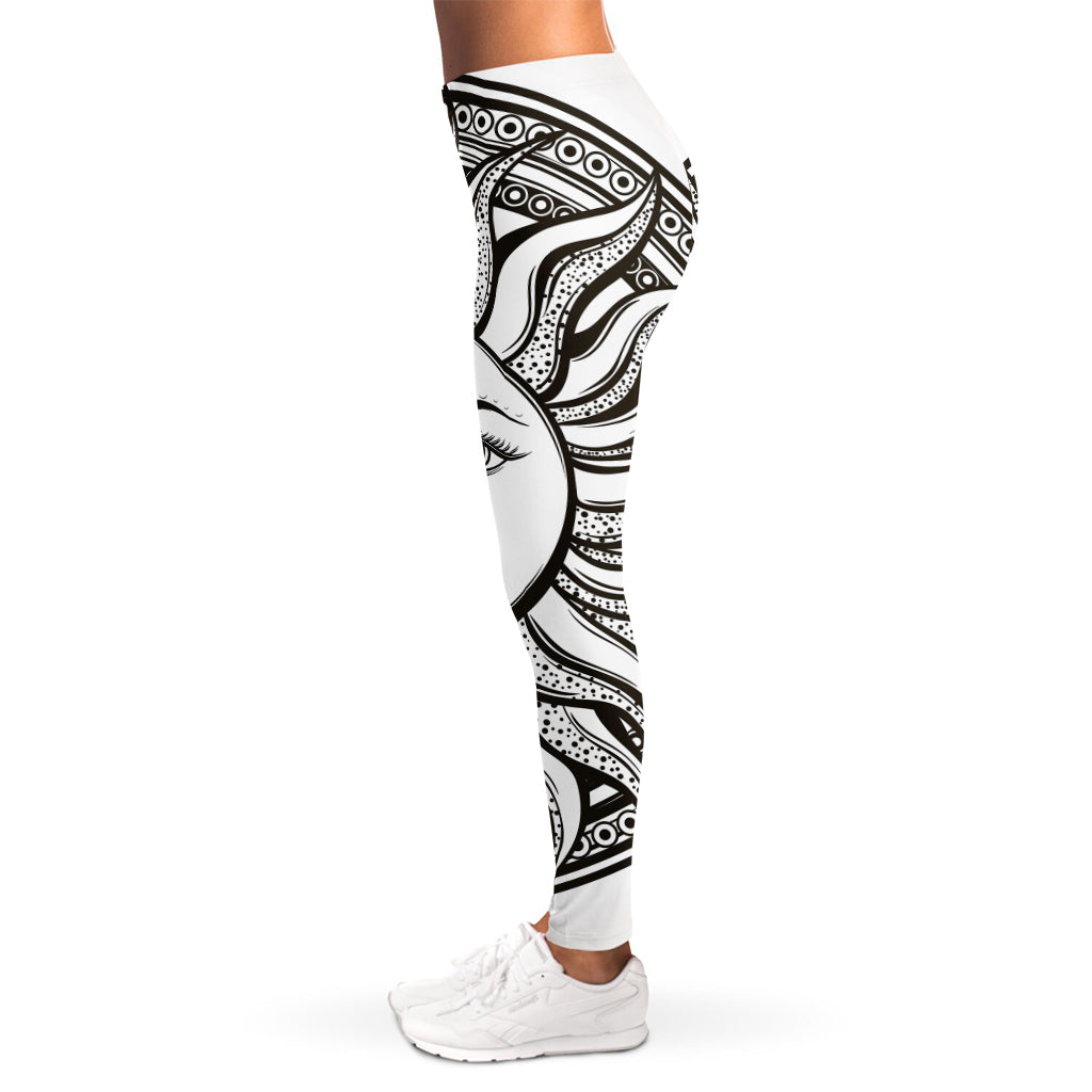 Bohemian Celestial Sun And Moon Print Women's Leggings