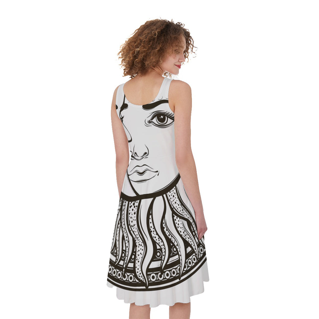 Bohemian Celestial Sun And Moon Print Women's Sleeveless Dress