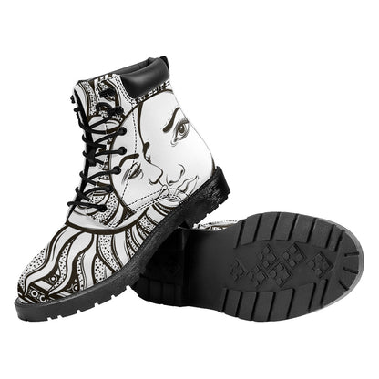 Bohemian Celestial Sun And Moon Print Work Boots