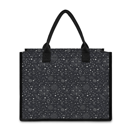 Bohemian Constellation Pattern Print Canvas Tote Bag