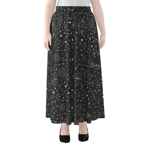 Bohemian Constellation Pattern Print Chiffon Maxi Skirt