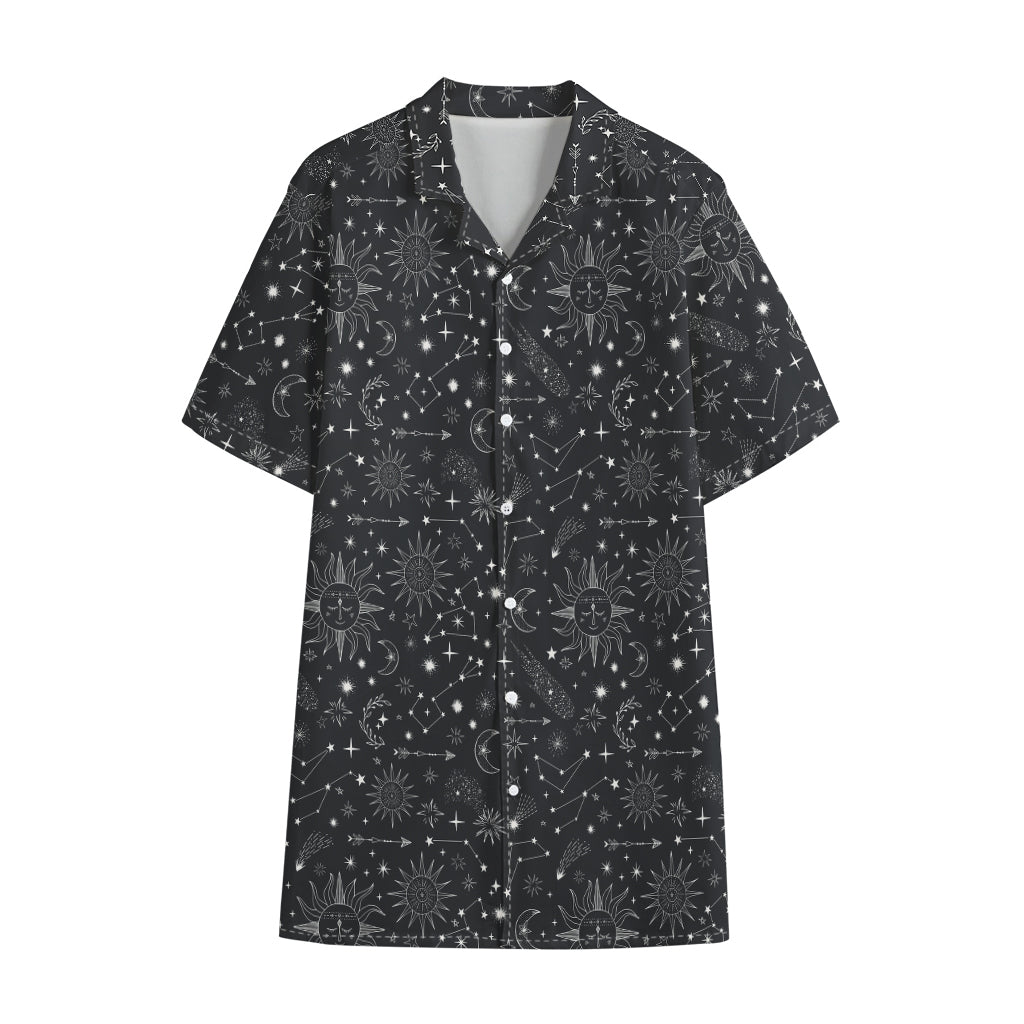 Bohemian Constellation Pattern Print Cotton Hawaiian Shirt