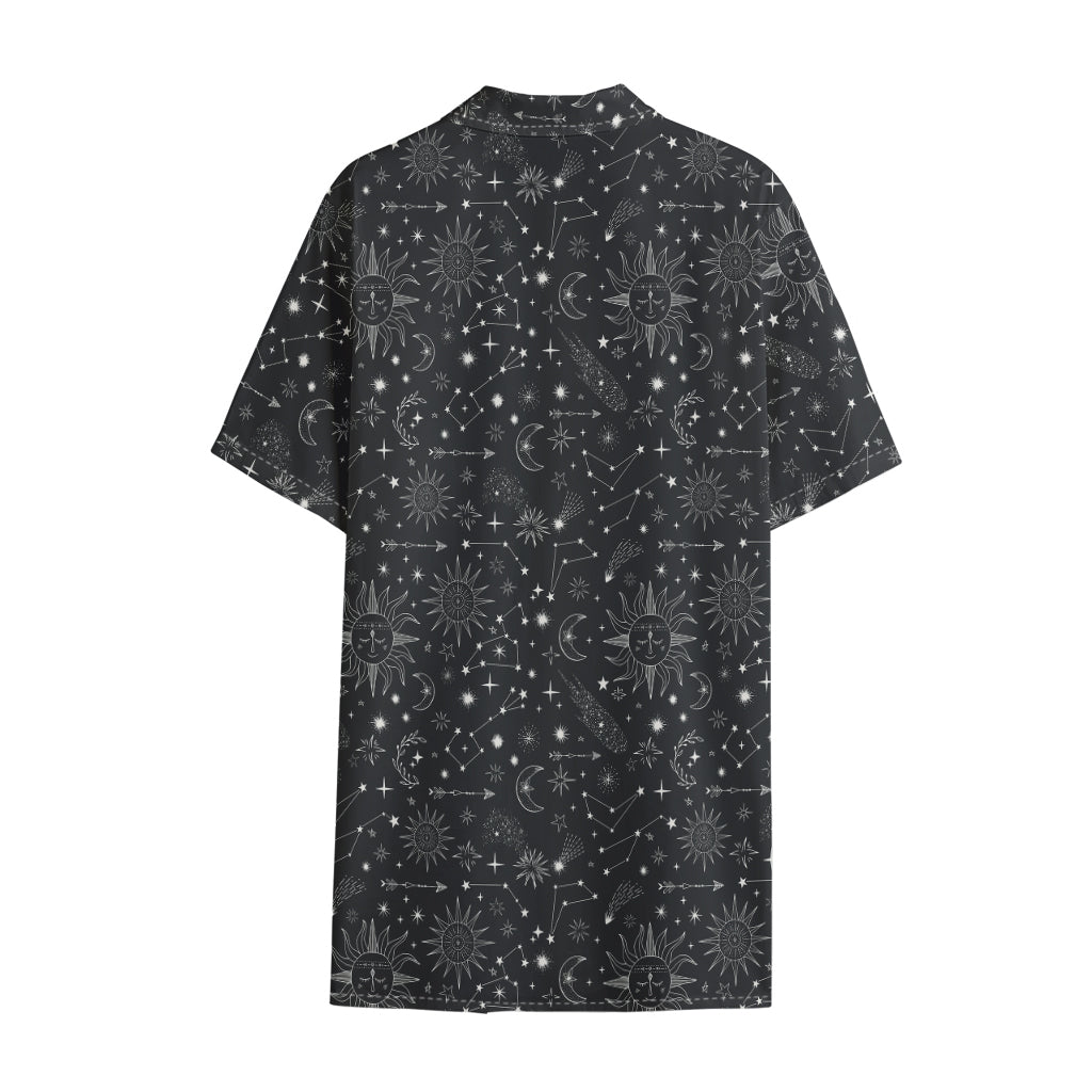 Bohemian Constellation Pattern Print Cotton Hawaiian Shirt