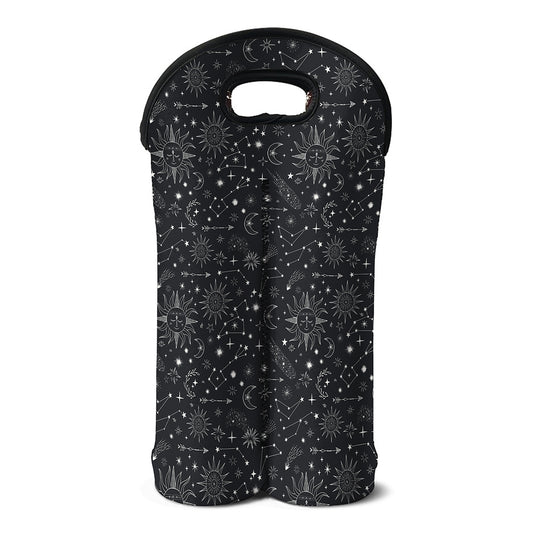 Bohemian Constellation Pattern Print Double Neoprene Wine Tote