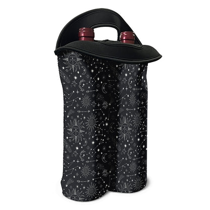 Bohemian Constellation Pattern Print Double Neoprene Wine Tote