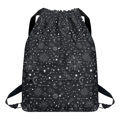 Bohemian Constellation Pattern Print Drawstring Backpack