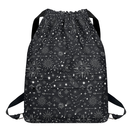 Bohemian Constellation Pattern Print Drawstring Backpack