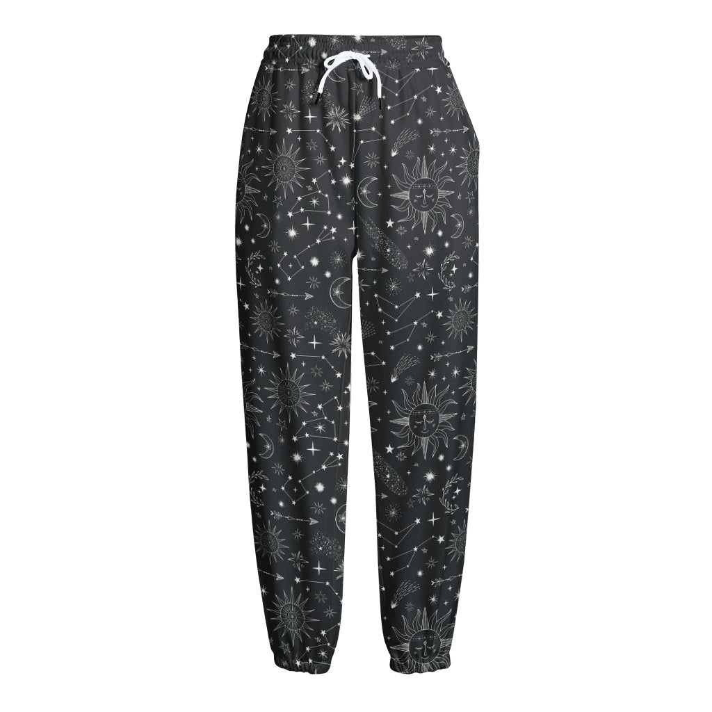 Bohemian Constellation Pattern Print Fleece Lined Knit Pants