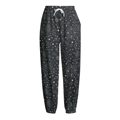 Bohemian Constellation Pattern Print Fleece Lined Knit Pants