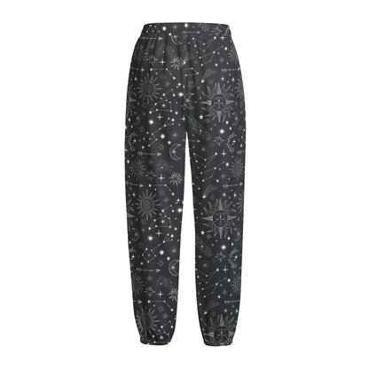 Bohemian Constellation Pattern Print Fleece Lined Knit Pants