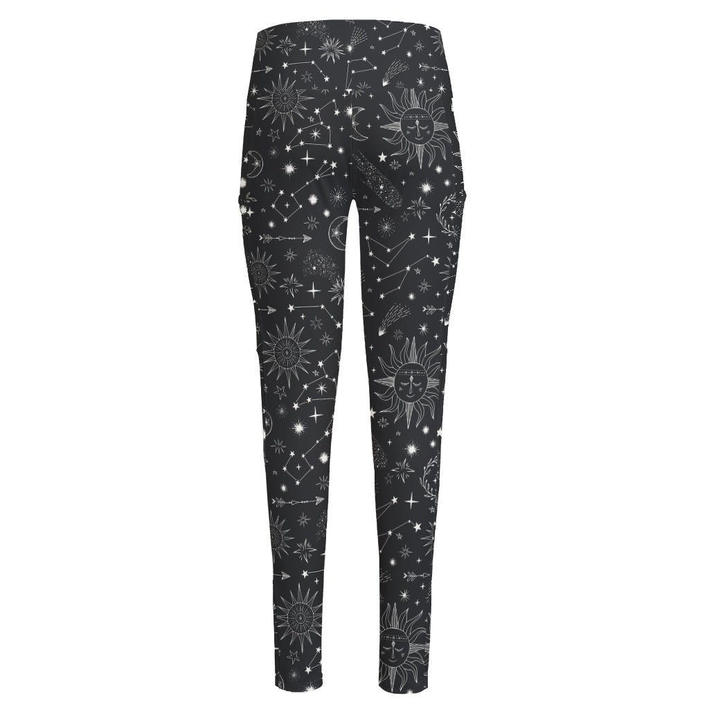 Bohemian Constellation Pattern Print High-Waisted Pocket Leggings