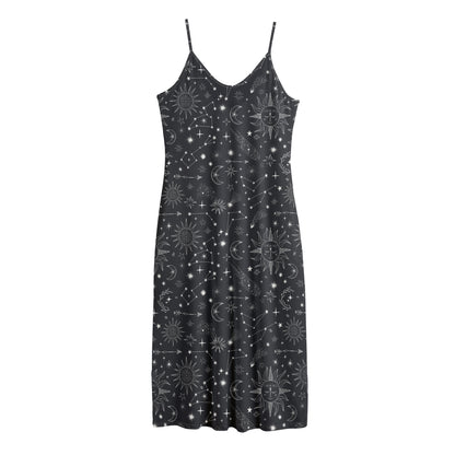 Bohemian Constellation Pattern Print Jersey Midi Cami Dress