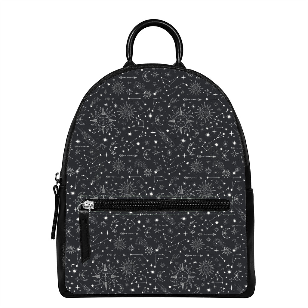 Bohemian Constellation Pattern Print Leather Backpack