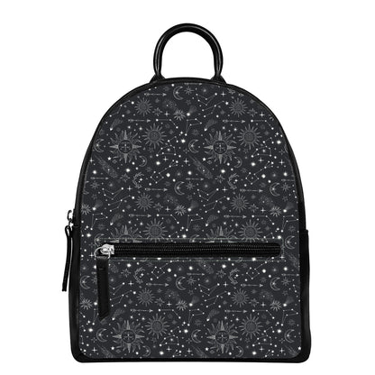 Bohemian Constellation Pattern Print Leather Backpack