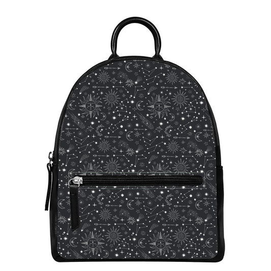 Bohemian Constellation Pattern Print Leather Backpack