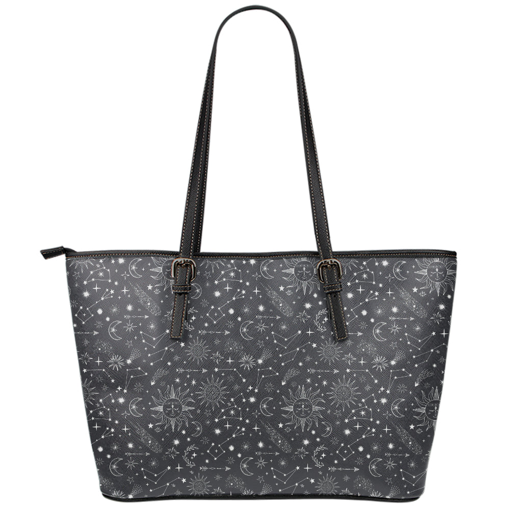 Bohemian Constellation Pattern Print Leather Tote Bag