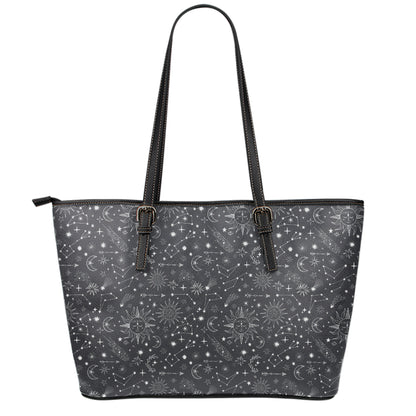 Bohemian Constellation Pattern Print Leather Tote Bag