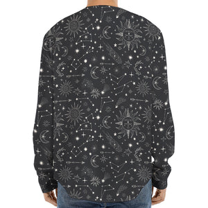 Bohemian Constellation Pattern Print Long Sleeve Baseball Jersey