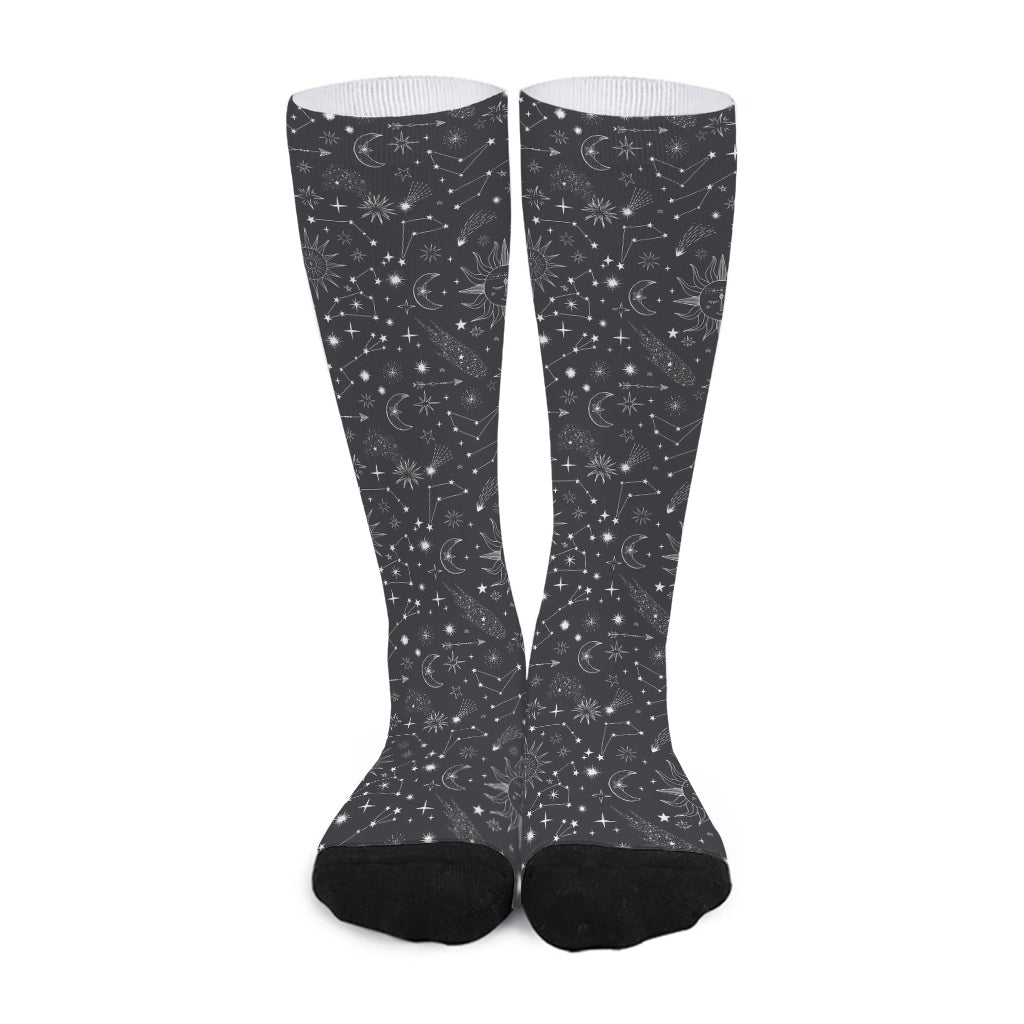 Bohemian Constellation Pattern Print Long Socks