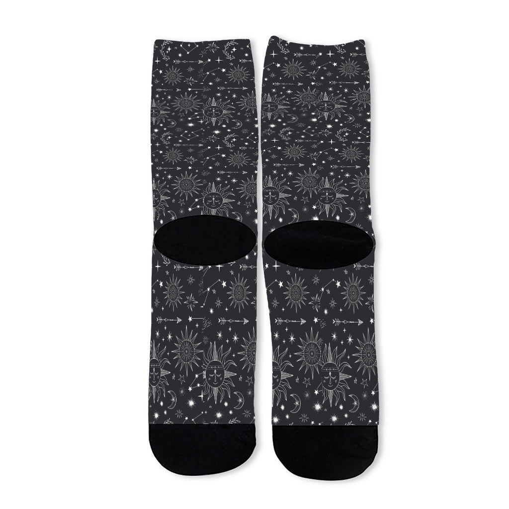 Bohemian Constellation Pattern Print Long Socks