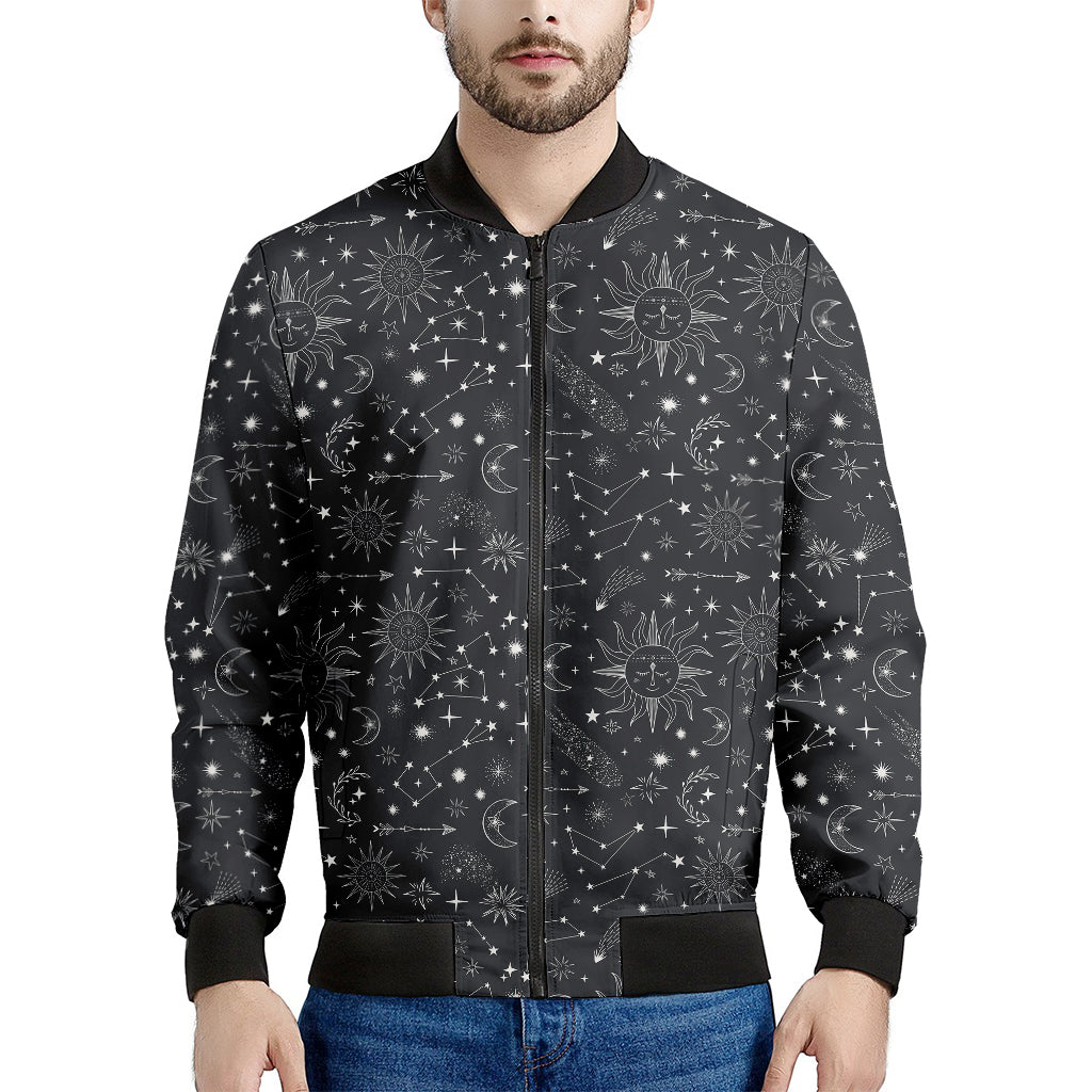 Bohemian Constellation Pattern Print Men's Bomber Jacket