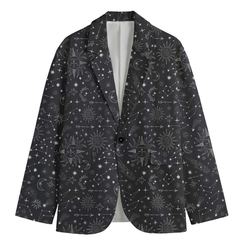 Bohemian Constellation Pattern Print Men's Cotton Blazer