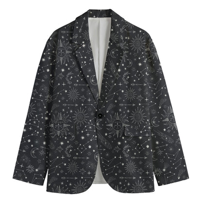Bohemian Constellation Pattern Print Men's Cotton Blazer