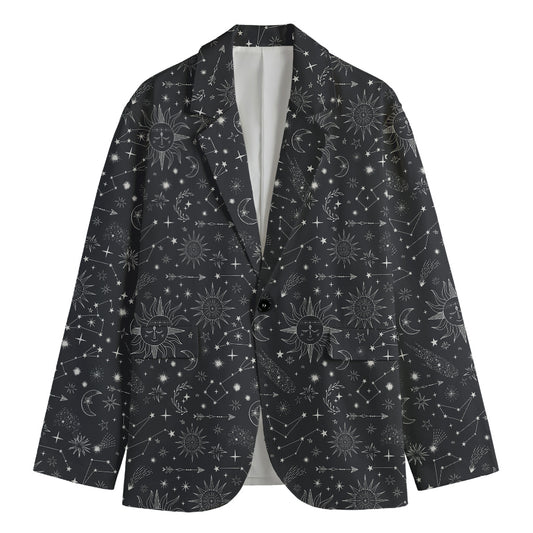 Bohemian Constellation Pattern Print Men's Cotton Blazer
