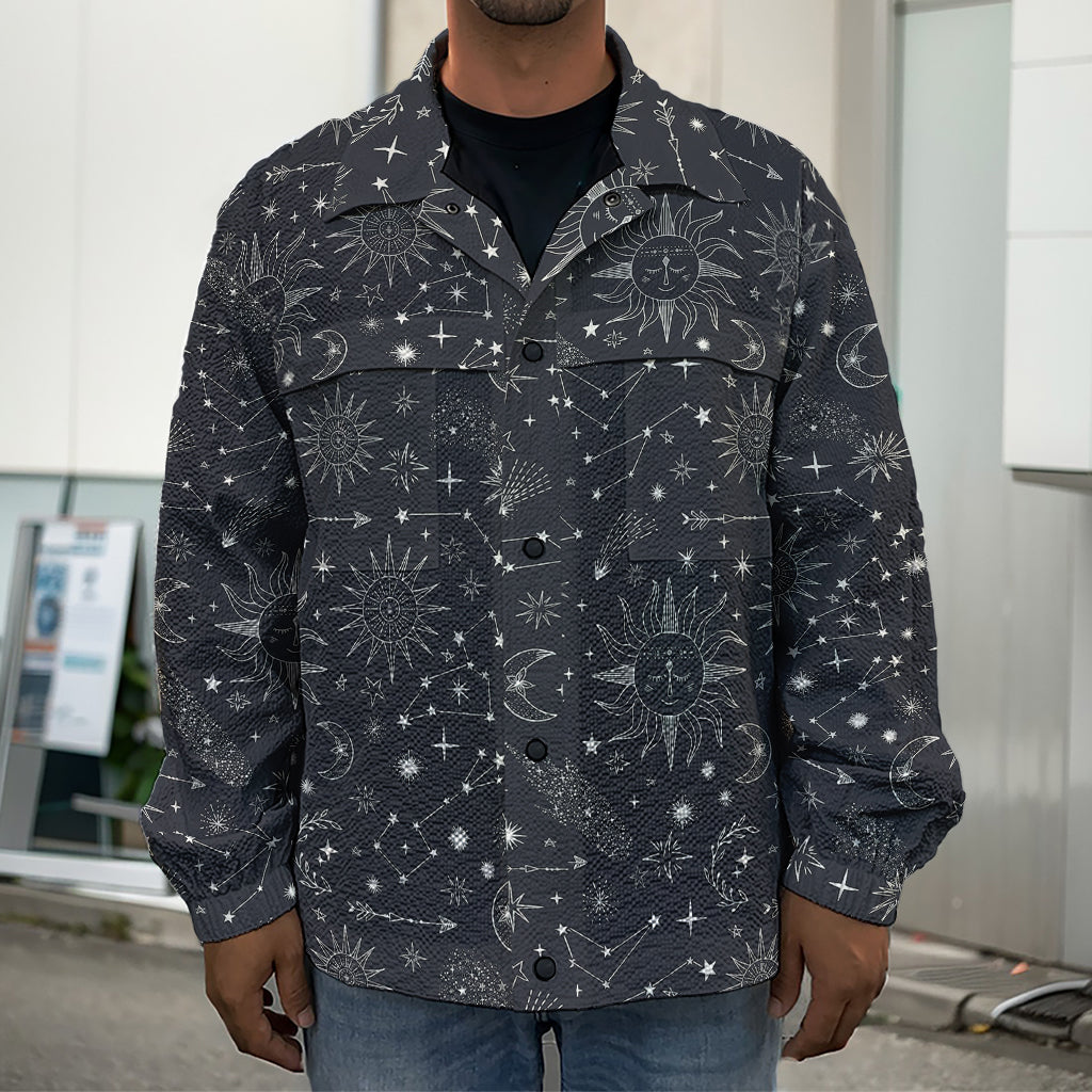 Bohemian Constellation Pattern Print Men's Shirt Jacket